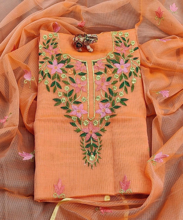 3 pc Pure Kota Doria Cotton Salwar Suit with Embroidery work