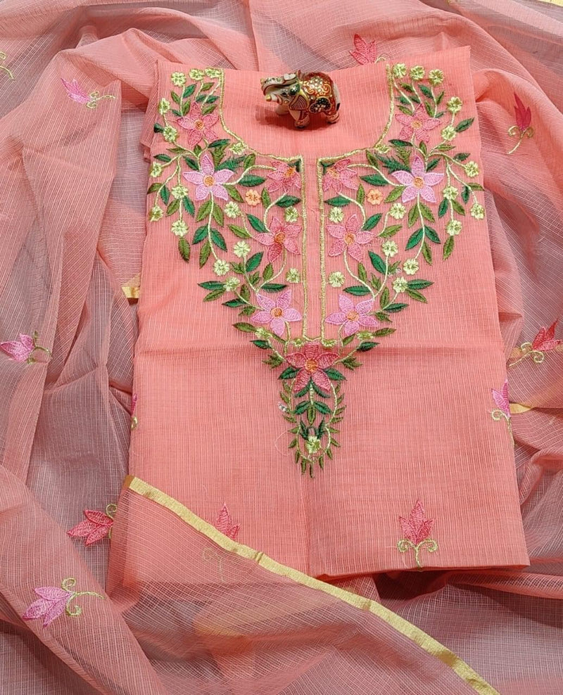 3 pc Pure Kota Doria Cotton Salwar Suit with Embroidery work