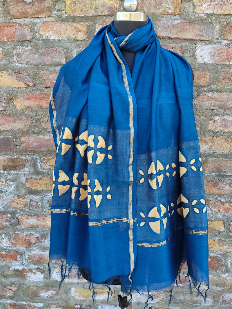 Pure Chanderi Silk Applique Work Dupatta.