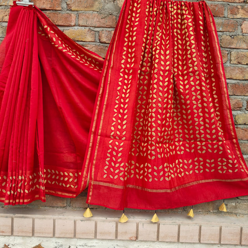 Chanderi Silk Saree with Applique cut work