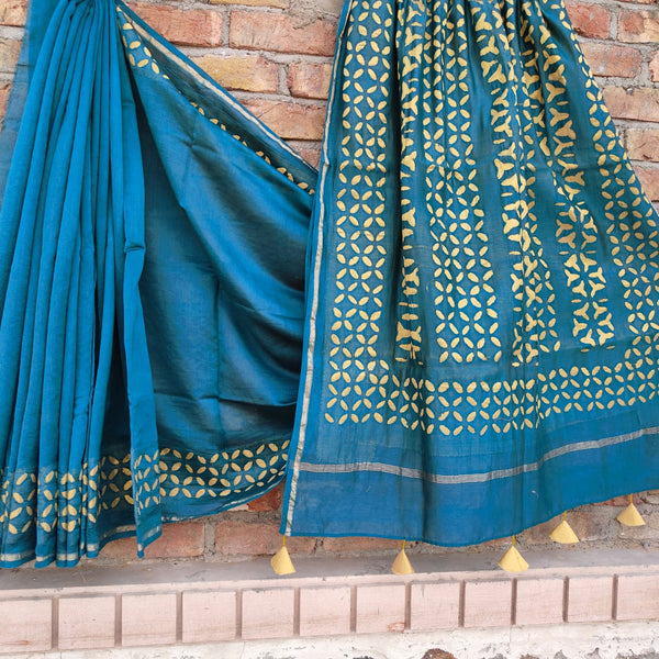 Chanderi Silk Saree with Applique cut work