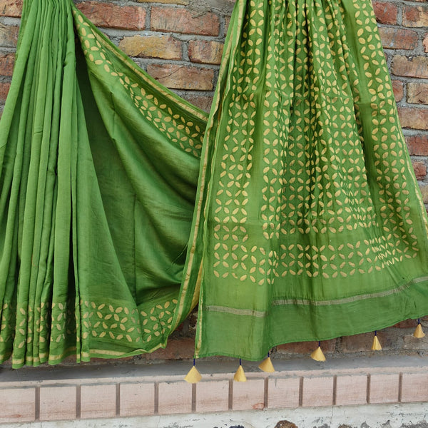 Chanderi Silk Saree with Applique cut work