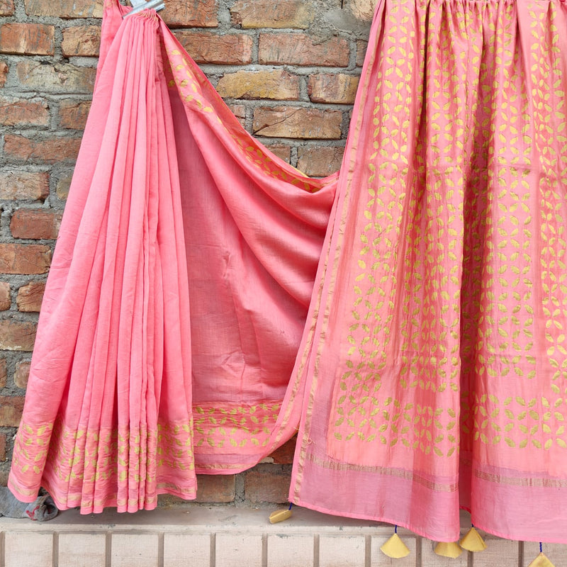 Chanderi Silk Saree with Applique cut work