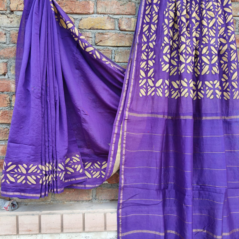 Chanderi Silk Saree with Applique cut work