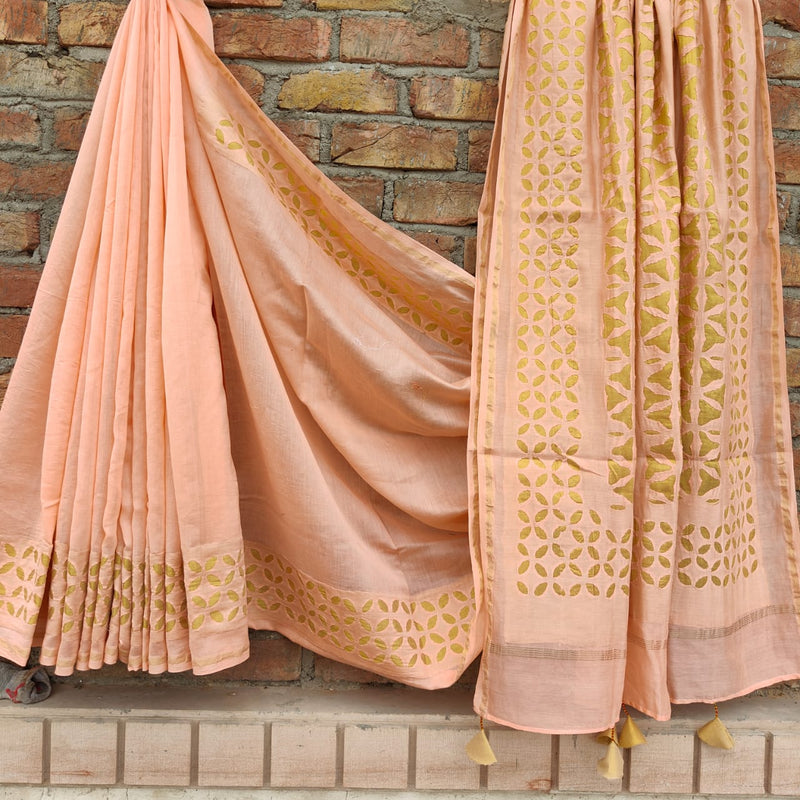 Chanderi Silk Saree with Applique cut work