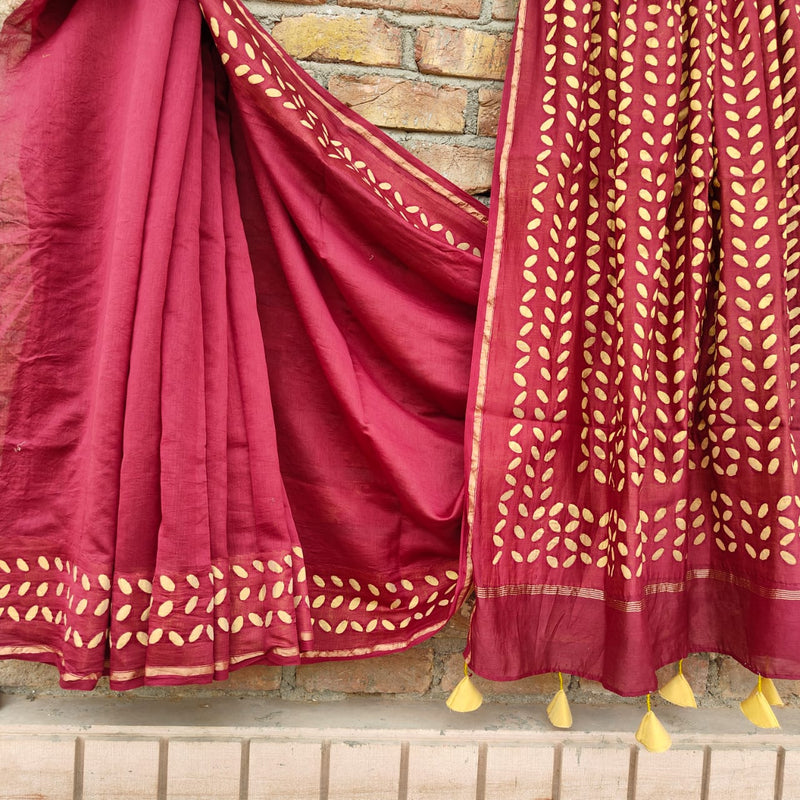 Chanderi Silk Saree with Applique cut work