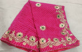 Pure Georgette Lehriya Gotta Patti Work Saree With Contrest Blouse.(6.3METR)