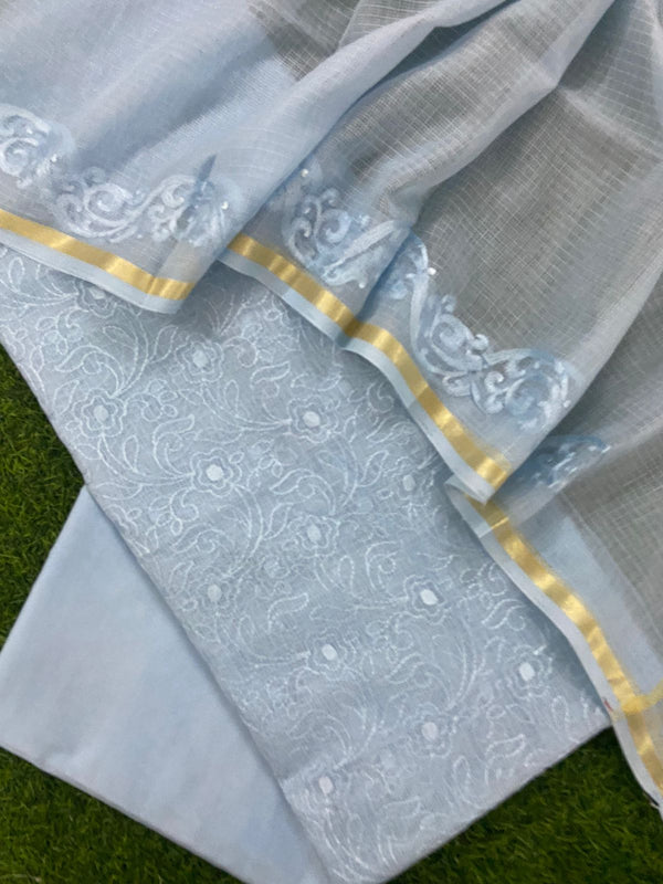 Banarasi kota Cotton suit with kota doria dupatta