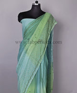 Pure Chiffon Mirror Chandla Hand Work Saree With Running Blouse.