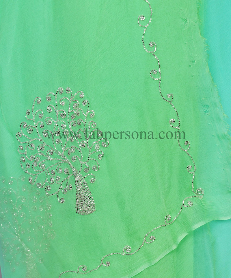 Pure Diamond Chiffon Rajput work saree With Blouse (6.3metr).