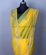 Pure Diamond Chiffon Rajput work saree With Blouse (6.3metr).