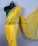 Pure Diamond Chiffon Rajput work saree With Blouse (6.3metr).