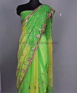 Pure Dimond Chiffon Saree With Gota Patti Jaal Work  With Running Blouse