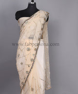 Pure Dimond Chiffon Saree With Gota Patti Jaal Work  With Running Blouse