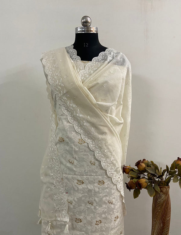 Banarasi Mul Cotton suit with chanderi dupatta