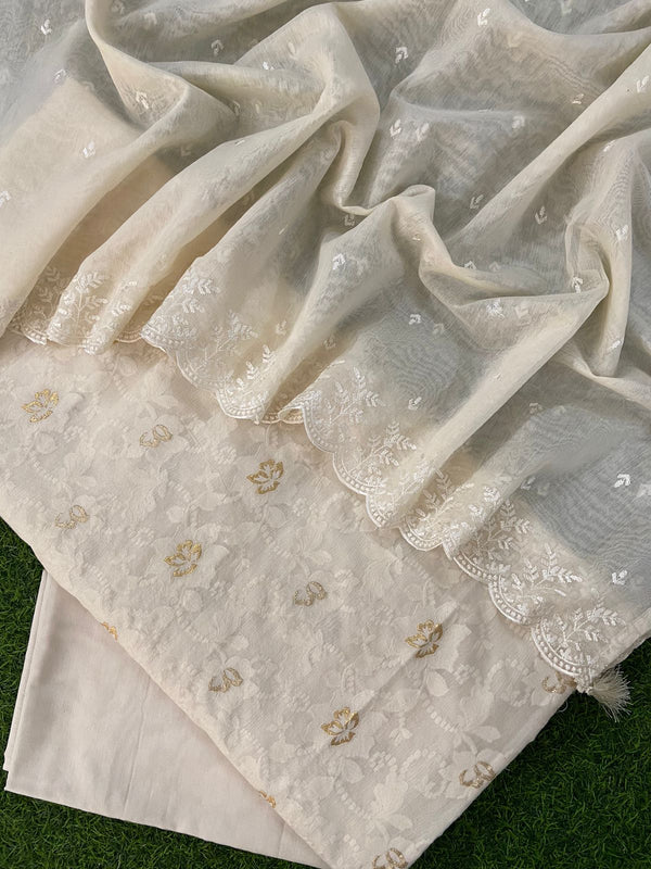 Banarasi Mul Cotton suit with chanderi dupatta