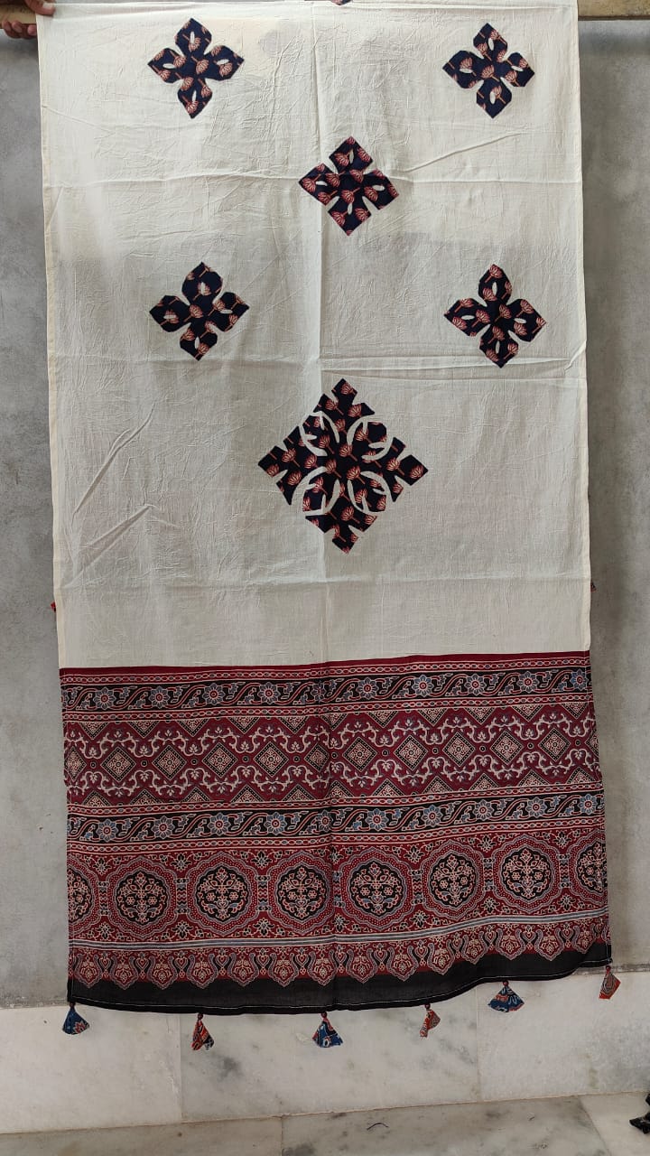 Pure cotton Applique Work Dupatta.