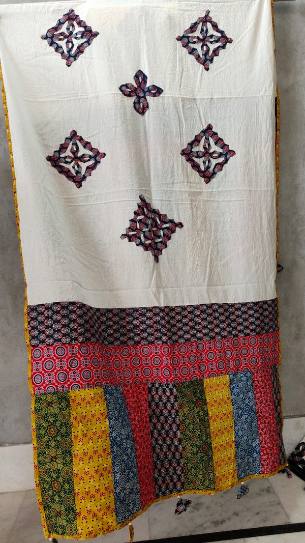 Pure cotton Applique Work Dupatta.