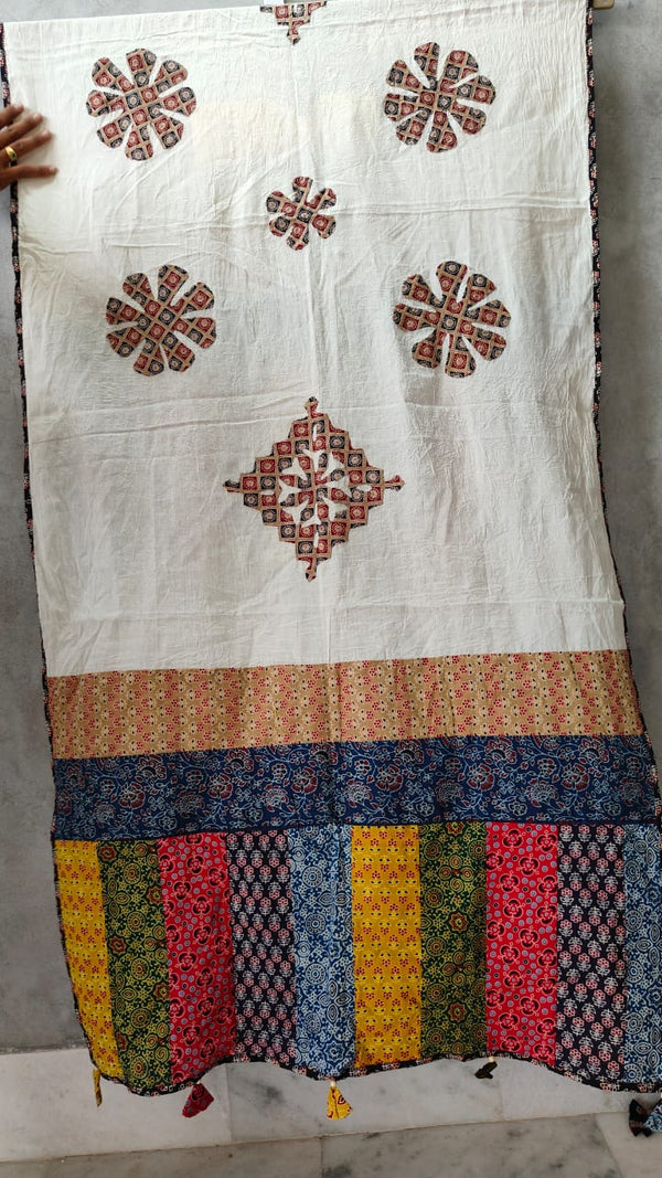 Pure cotton Applique Work Dupatta.