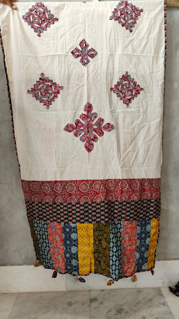 Pure cotton Applique Work Dupatta.