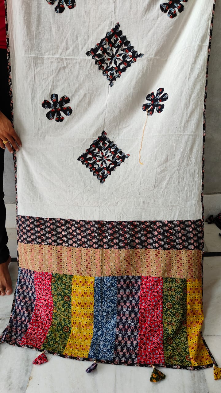 Pure cotton Applique Work Dupatta.