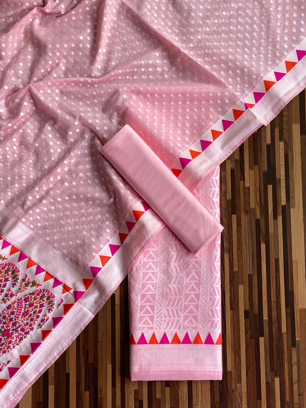 PURE HANDLOOM BANARASI RESHAM COTTON BEAUTIFUL WEAVED UNSTITCHED SUIT