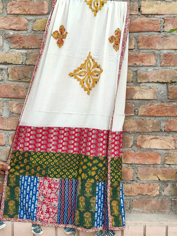 Pure cotton Applique Work Dupatta.