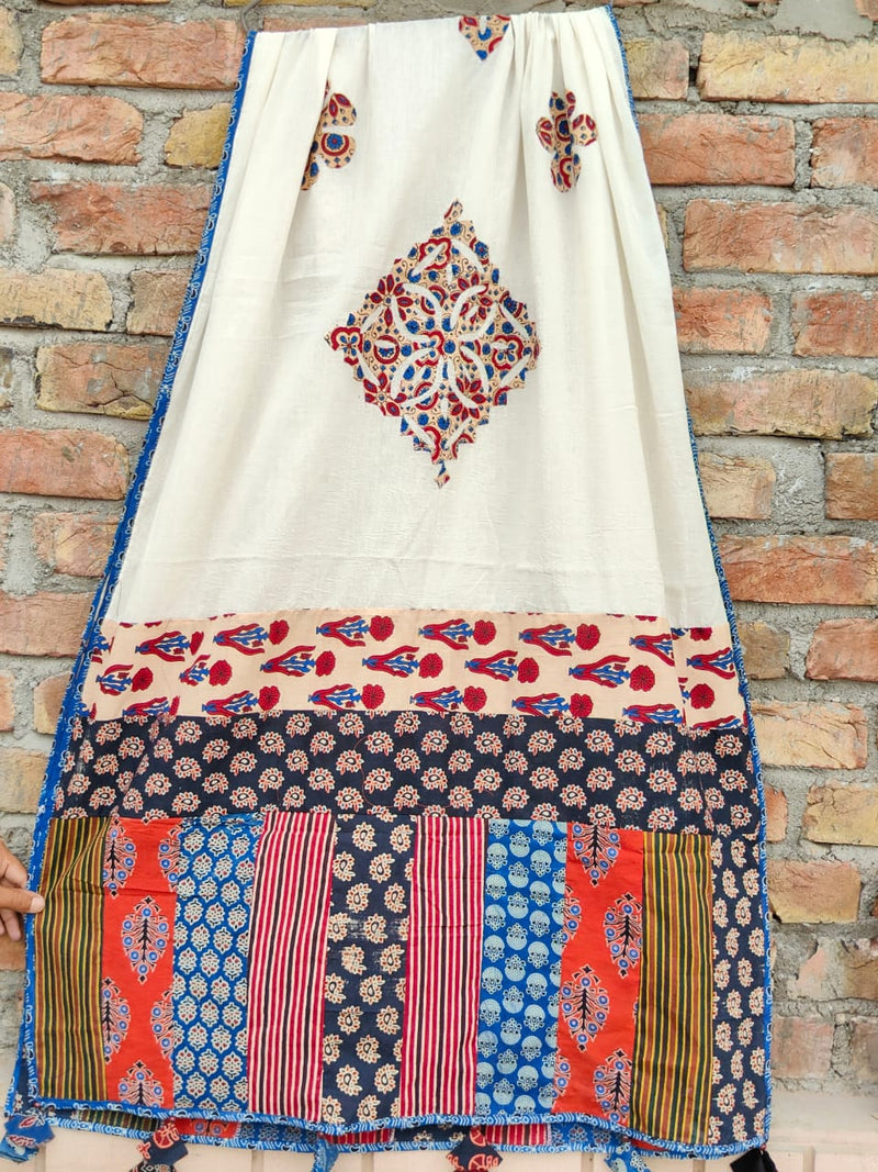 Pure cotton Applique Work Dupatta.