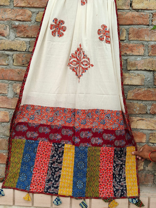 Pure cotton Applique Work Dupatta.