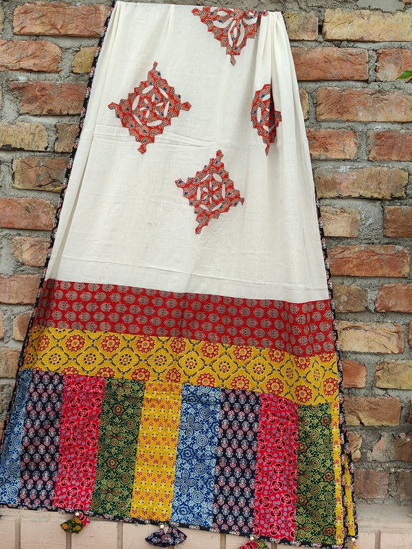 Pure cotton Applique Work Dupatta.