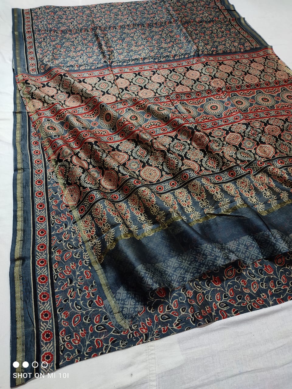 Zynah Pure Modal Silk Ajrakh Saree with Handblock Prints & Mukaish Han –  ZynahDesign