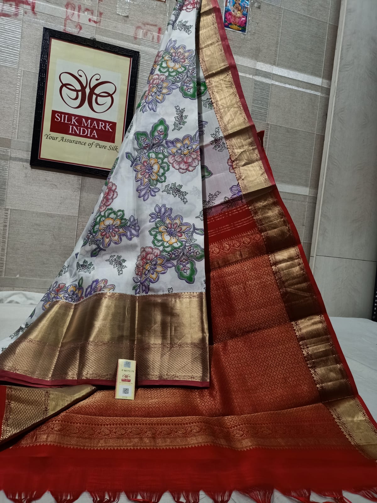 Kalamkari Saree with Contrast Kanchi Pattu Silk Border | TST | The Silk  Trend