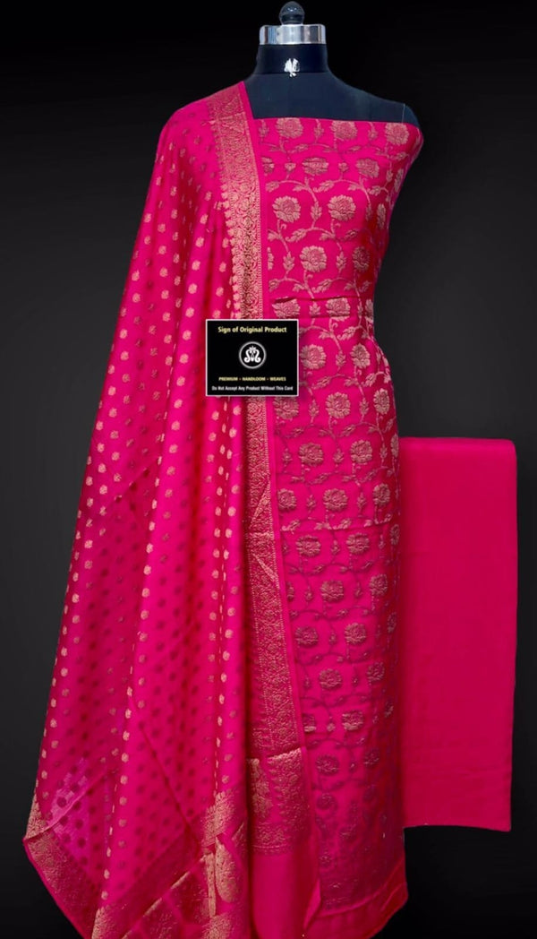 Banarasi Chiniya Silk Unstitched Suit with Chiniya silk dupatta