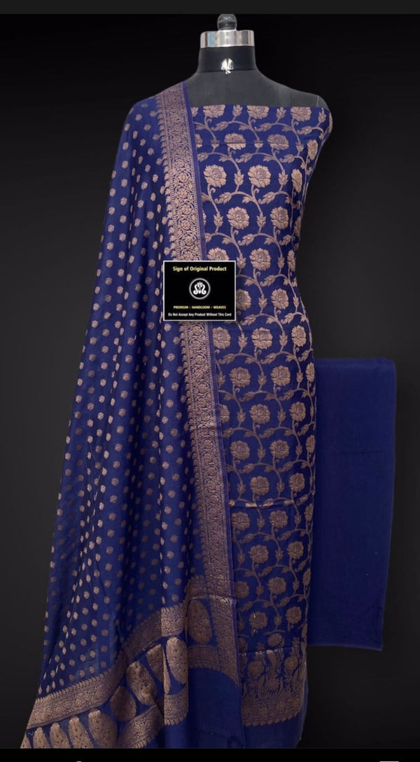 Banarasi Chiniya Silk Unstitched Suit with Chiniya silk dupatta