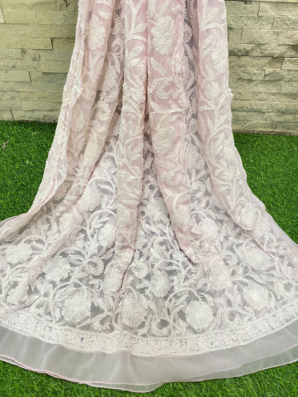 Pure Chiffon Georgette Chikankari Handwork Dupatta