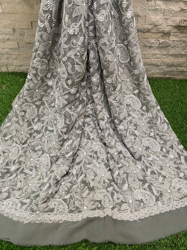 Pure Chiffon Georgette Chikankari Handwork Dupatta