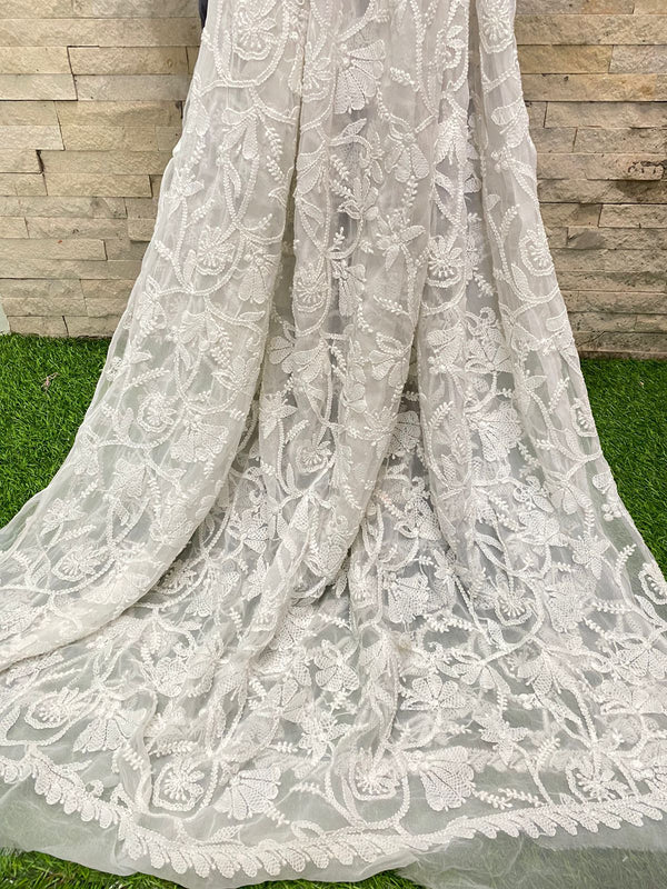 Pure Chiffon Georgette Chikankari Handwork Dupatta