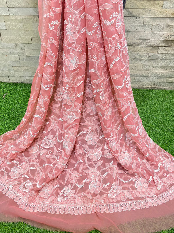 Pure Chiffon Georgette Chikankari Handwork Dupatta