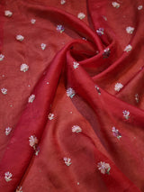 Pure organza silk saree with heavy multi embroidery and special tassels