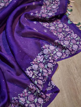 Pure organza silk saree with heavy multi embroidery and special tassels