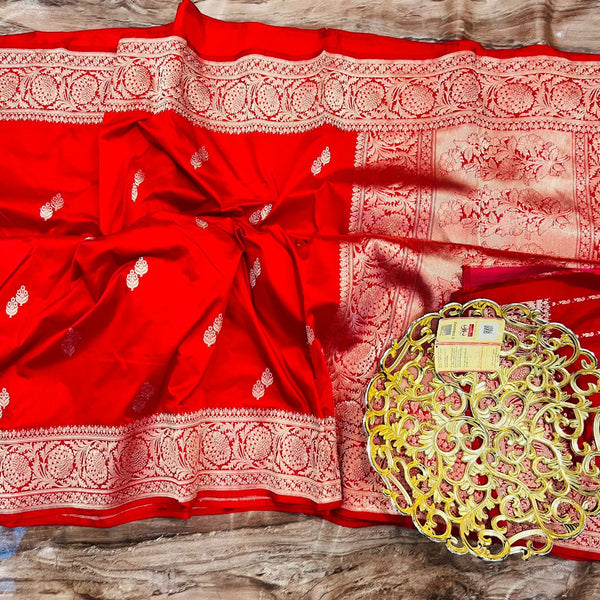 Handwoven Pure Banarasi Katan silk saree with kaduwa border