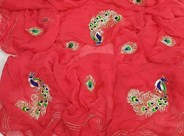 Pure Diamond chiffon saree with beautiful motif work