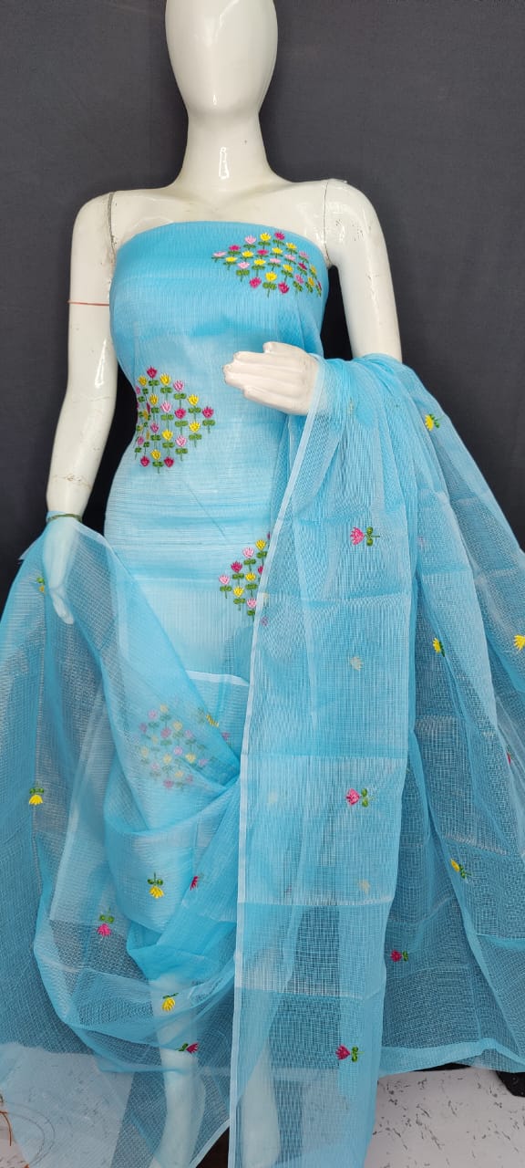 Kota doria Ustitched salwar suit ( without bottom)