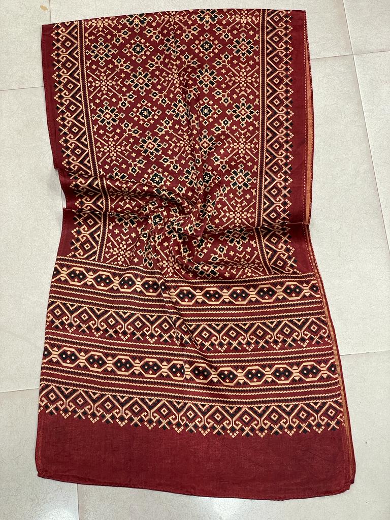 Winter Special Azrakh Print Mashru silk Stoles For Women