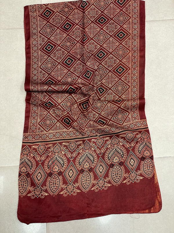 Winter Special Azrakh Print Mashru silk Stoles For Women