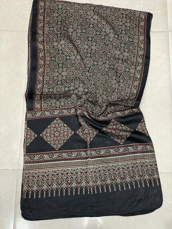 Winter Special Azrakh Print Mashru silk Stoles For Women