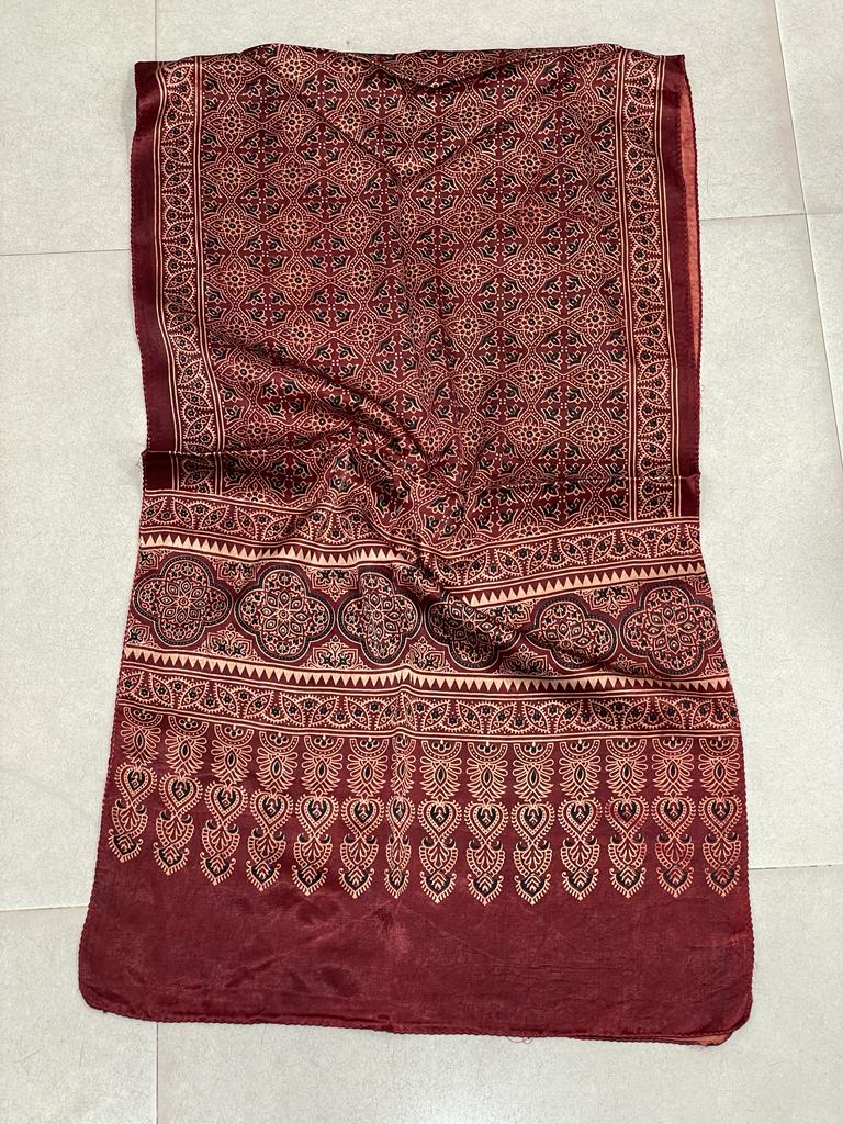 Winter Special Azrakh Print Mashru silk Stoles For Women