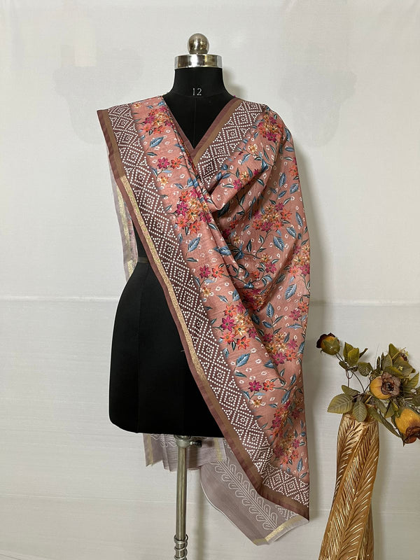 Banarasi Digital print Dupatta with beautiful tassels