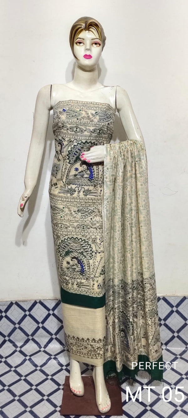 Bhagalpuri Khaddi Cotton Madhubani print Unstitched suit