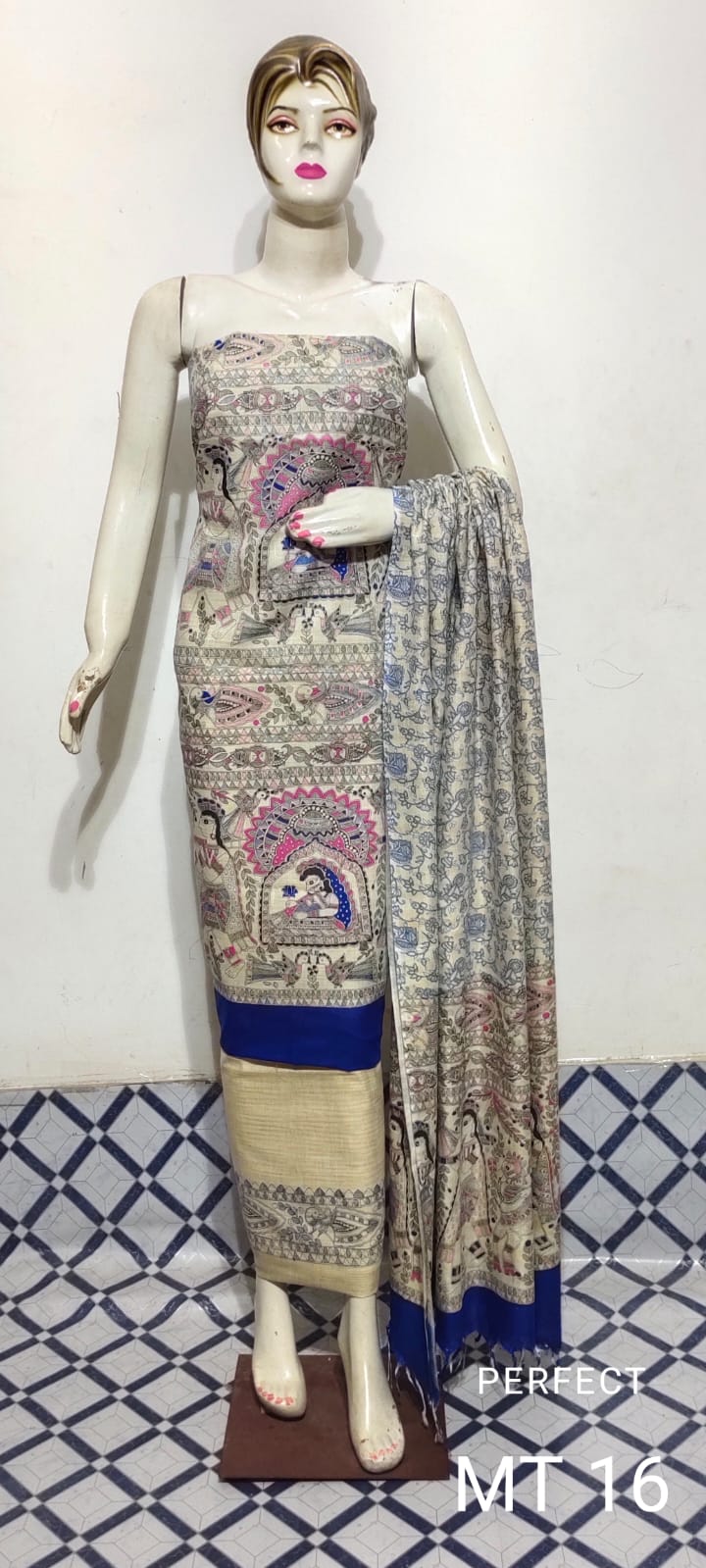 Bhagalpuri Khaddi Cotton Madhubani print Unstitched suit